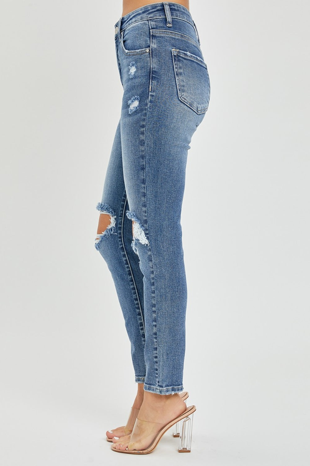 High Rise Distressed Skinny Jeans