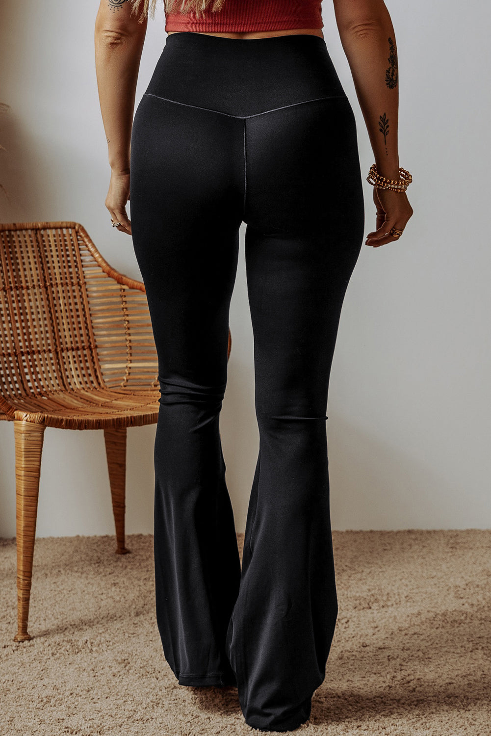 Crossover High Waist Flared Leggings