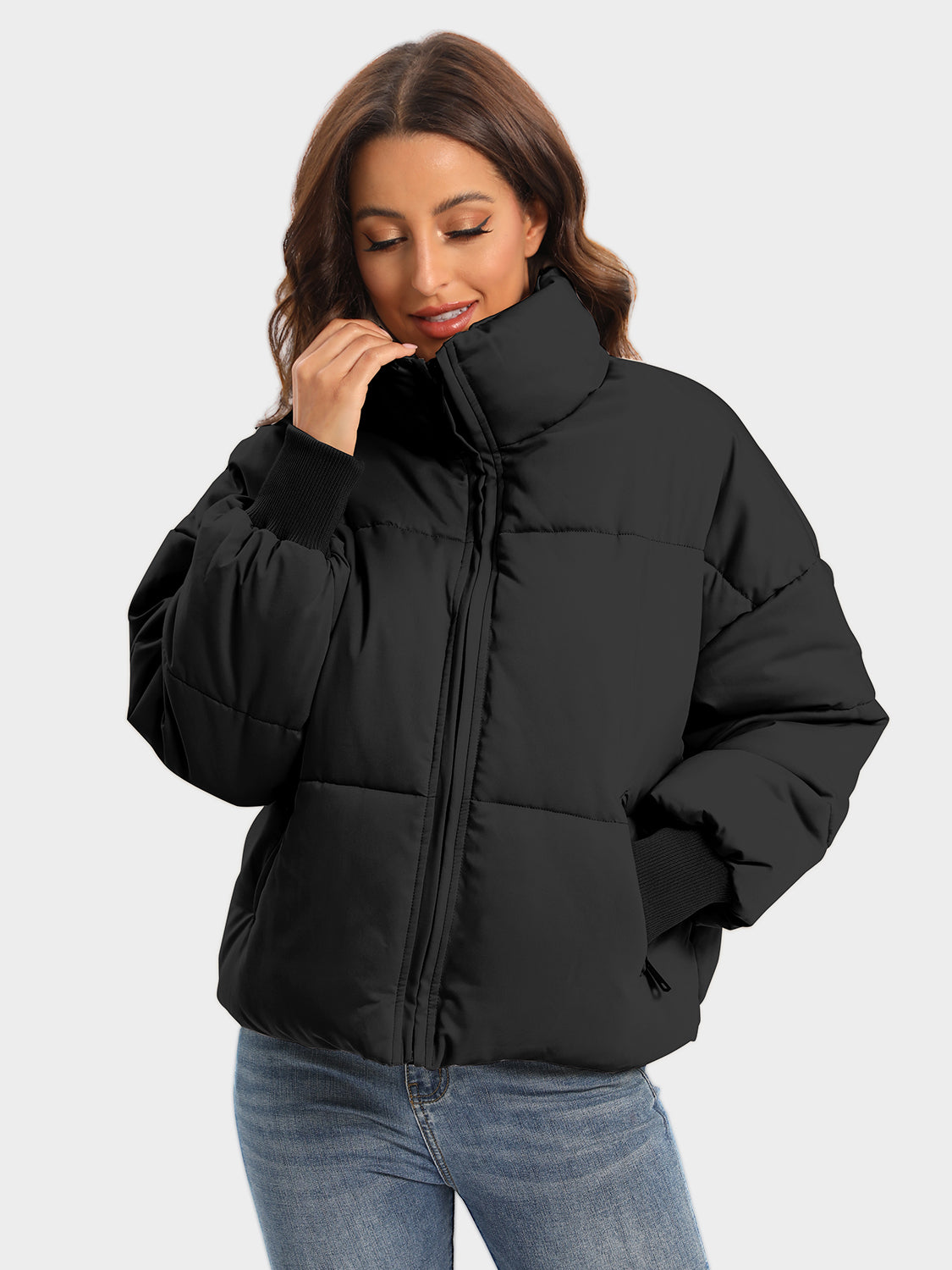 Zip-Up Turtleneck Winter Coat