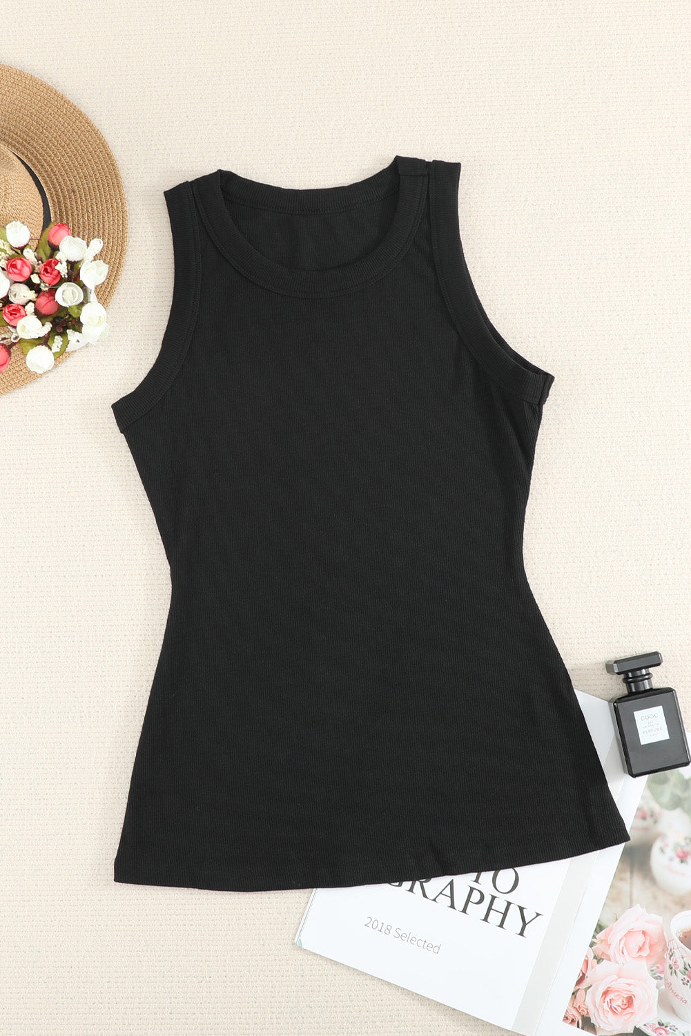 Round Neck Ribbed Tank Top