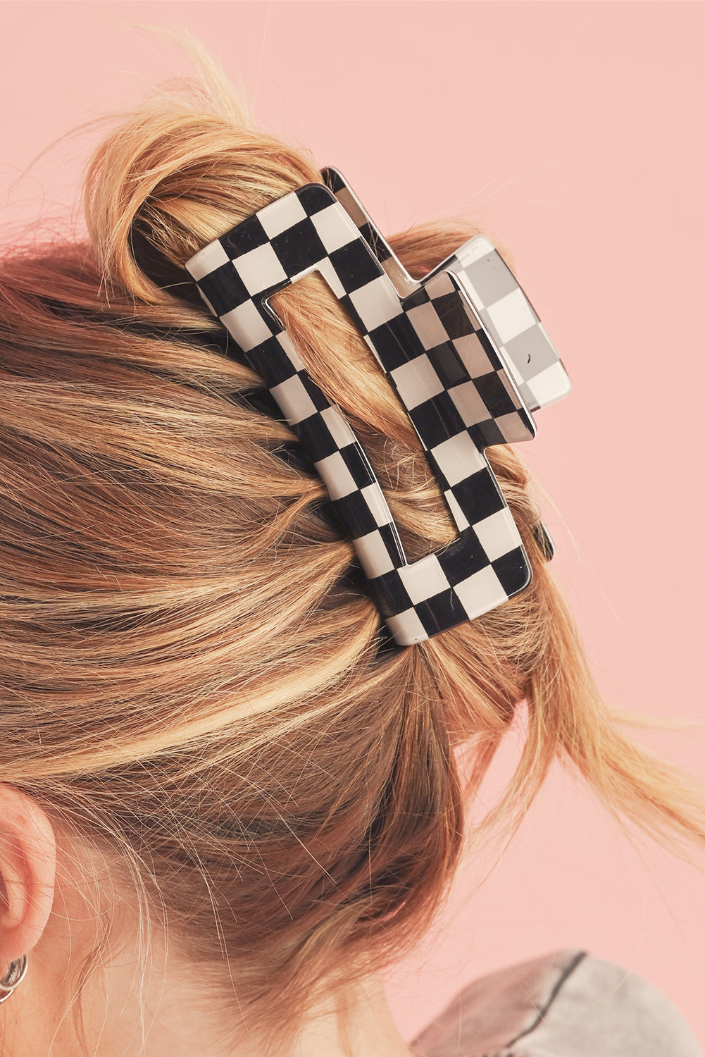 Checkered Hollow Out Hair Clip