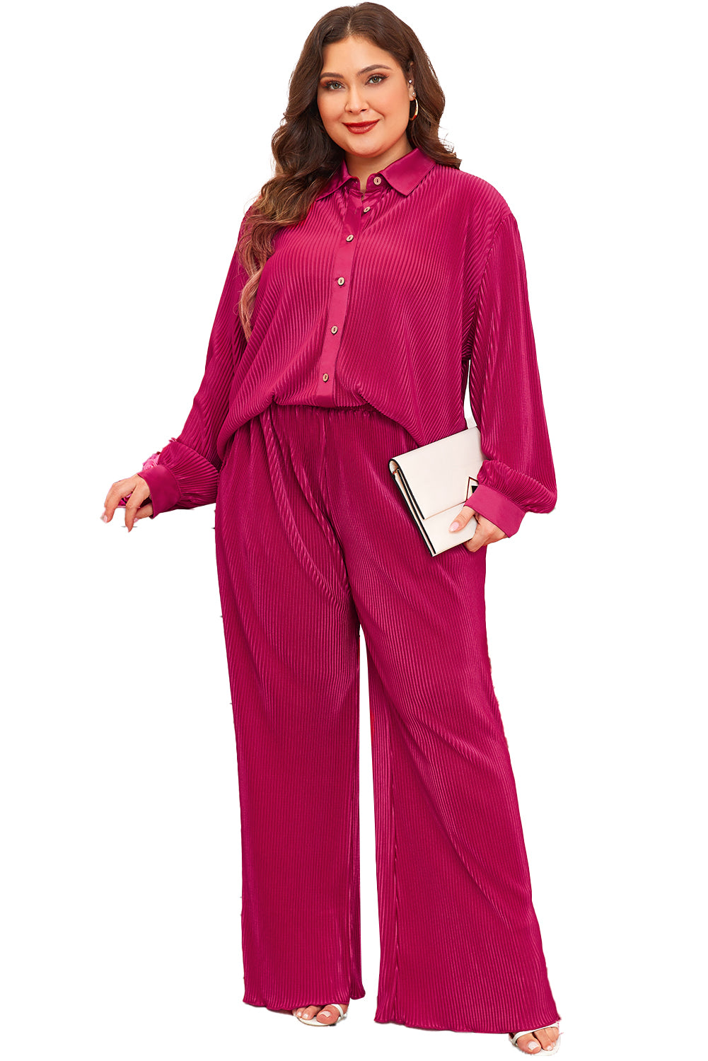 Plus Size Ribbed Long Sleeve & Pants Set