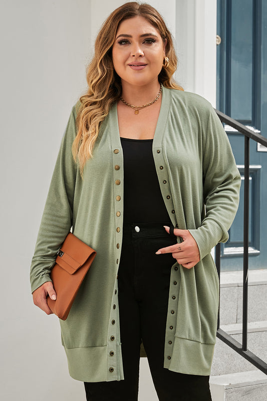 Plus Size Button-Up Knit Cardigan