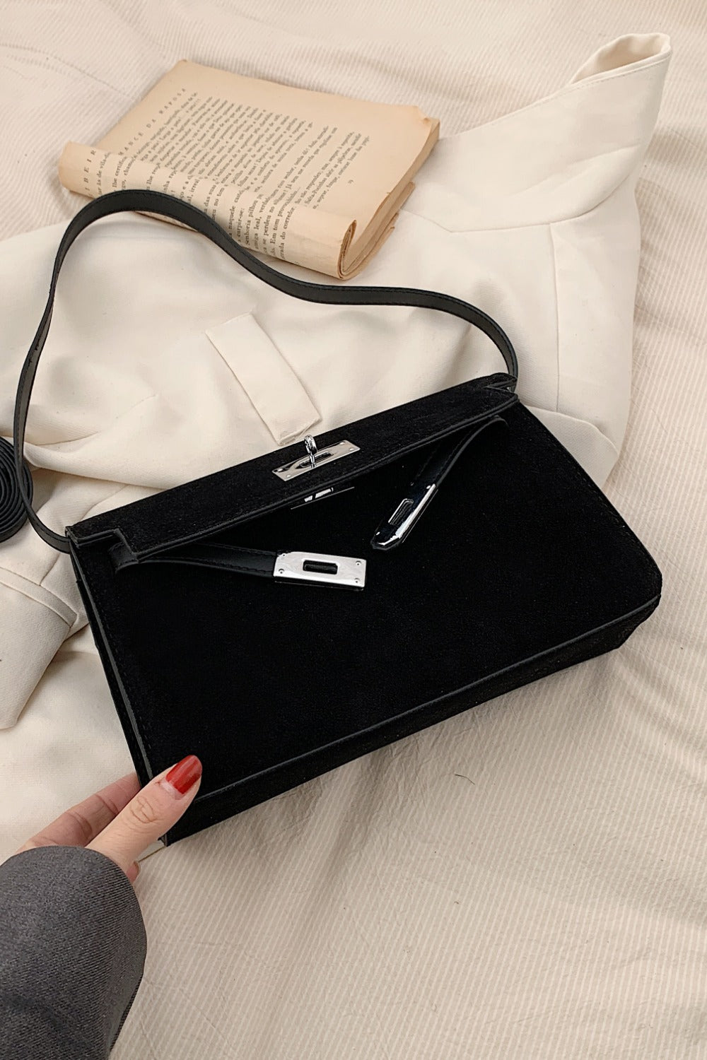 Suede Leather Strap Shoulder Bag