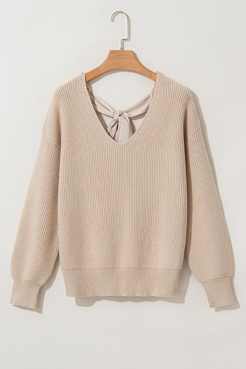 V-Neck Knotted Back Sweater