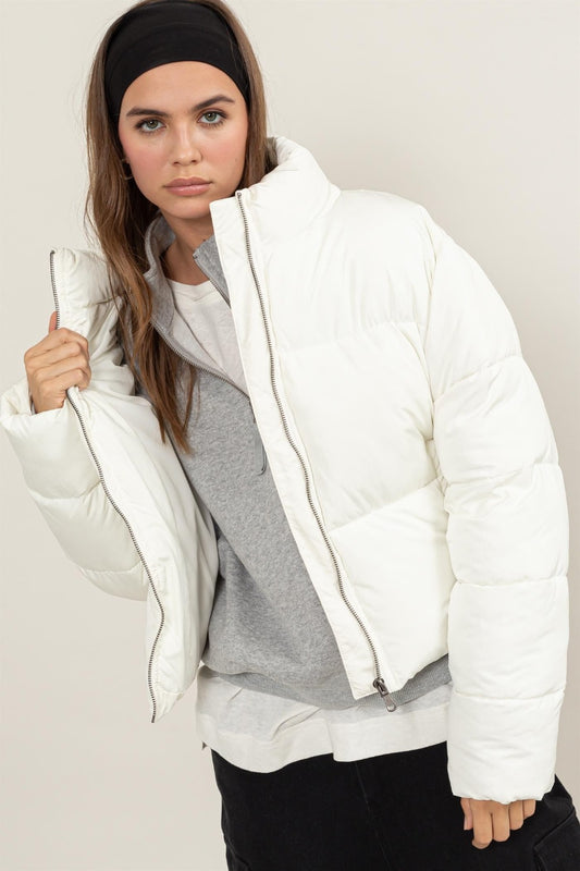 Quilted Drawstring Puffer Coat