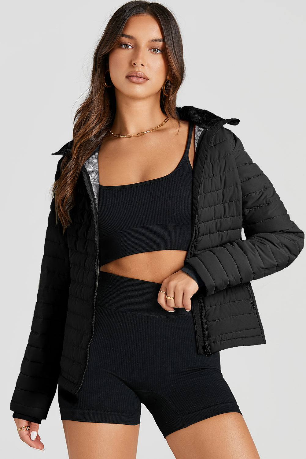 Quilted Zip-Up Puffer Jacket