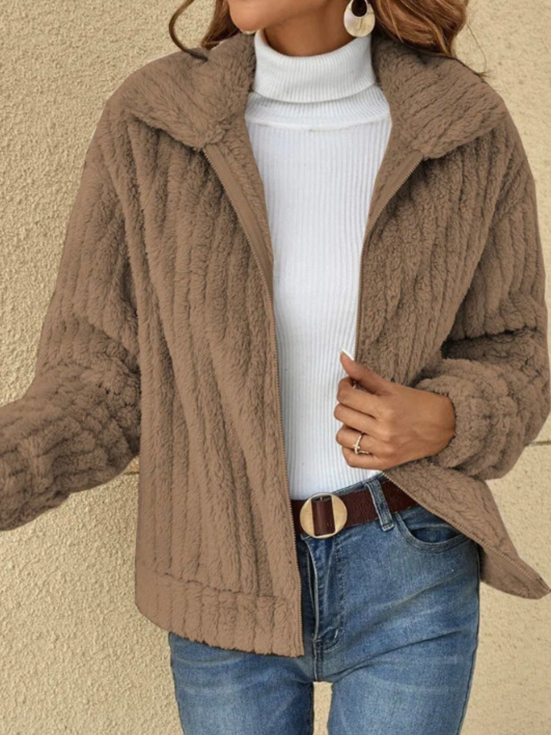 Plush Zip-Up Coat