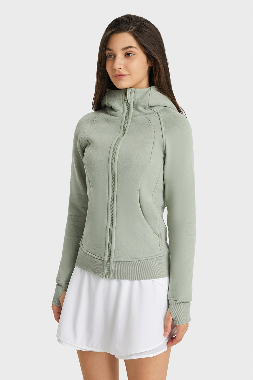 Zip-Up Seam Hooded Active Jacket