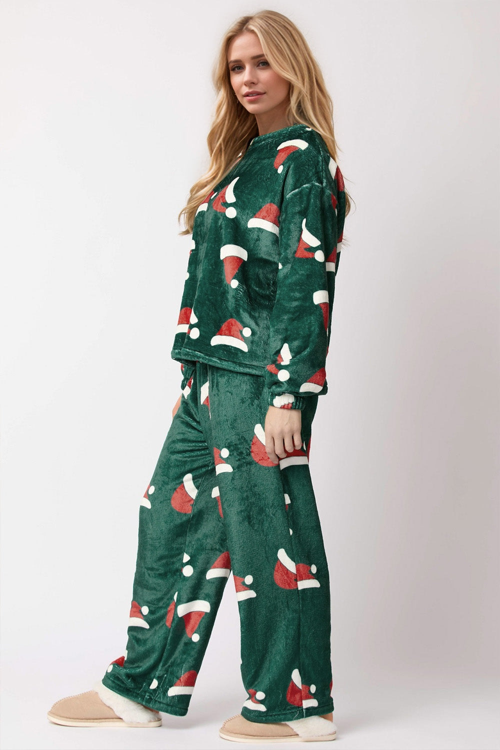 Christmas Hat Top & Pants Pajama Set