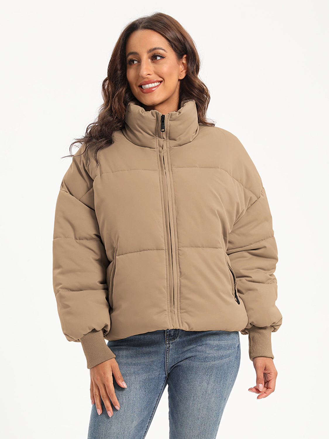 Zip-Up Turtleneck Winter Coat