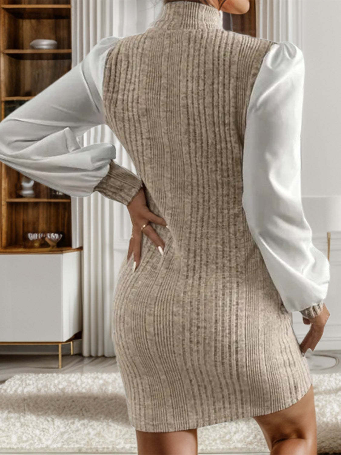 Ribbed Long Sleeve Sweater Dress