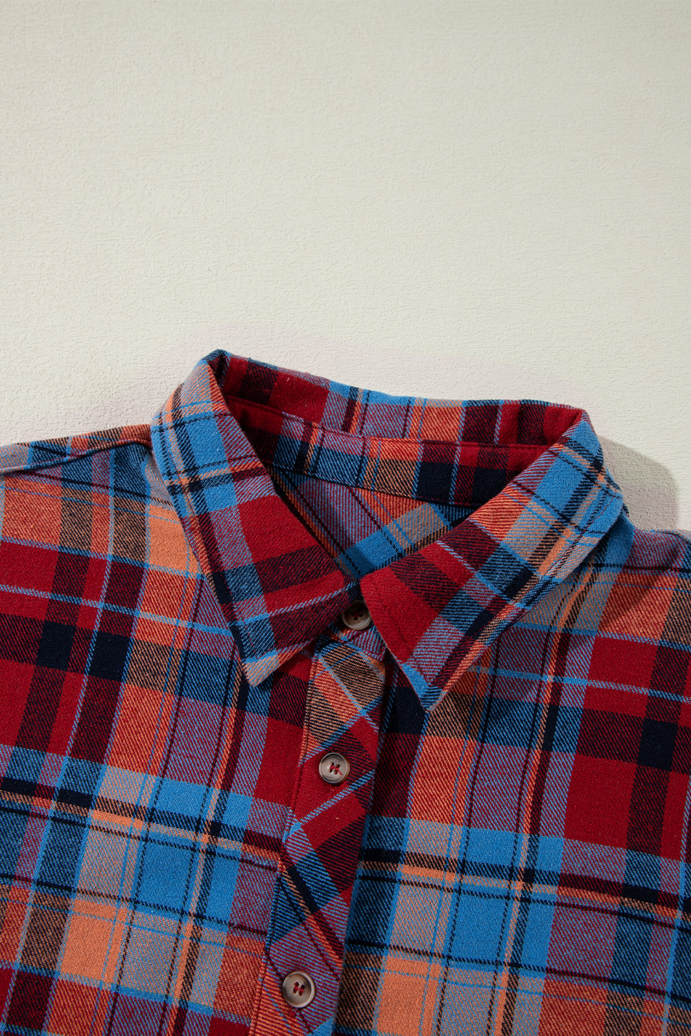 Red Plaid Print Loose Vintage Shirt Jacket