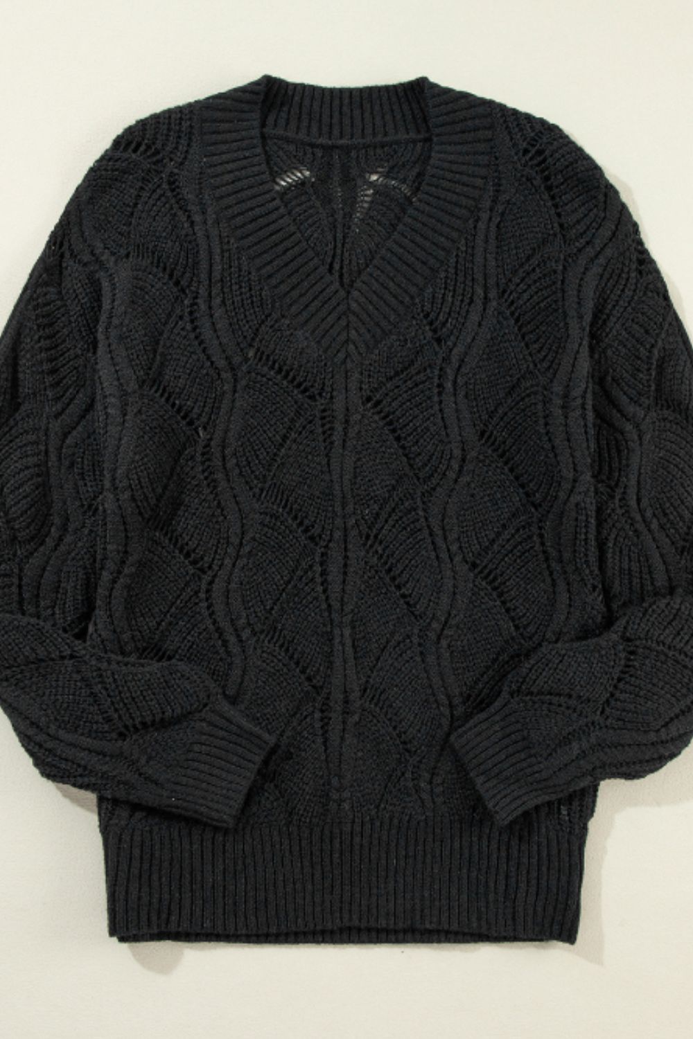 Openwork V-Neck Sweater