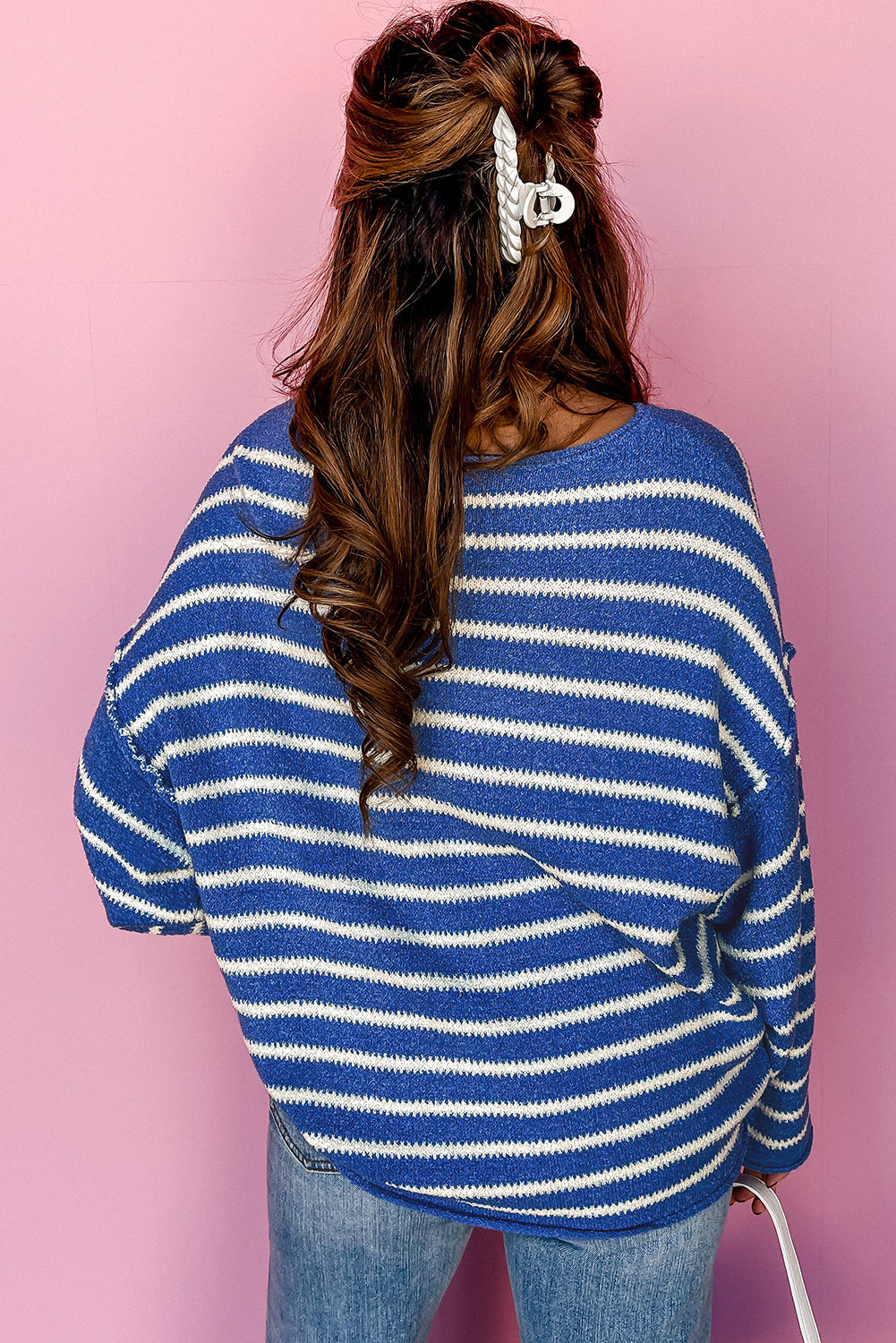 Blue Stripe Casual Sweater