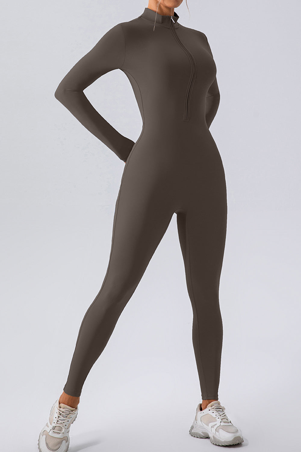 Half-Zip Mock Neck Active Jumpsuit