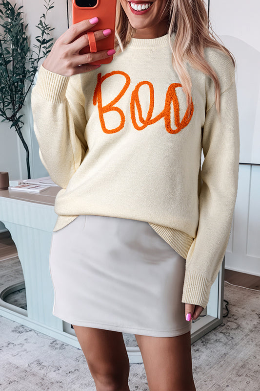 Apricot Boo Knitted Drop Shoulder Sweater