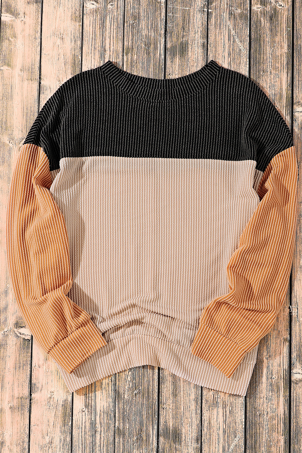 Color Block Ribbed Long Sleeve