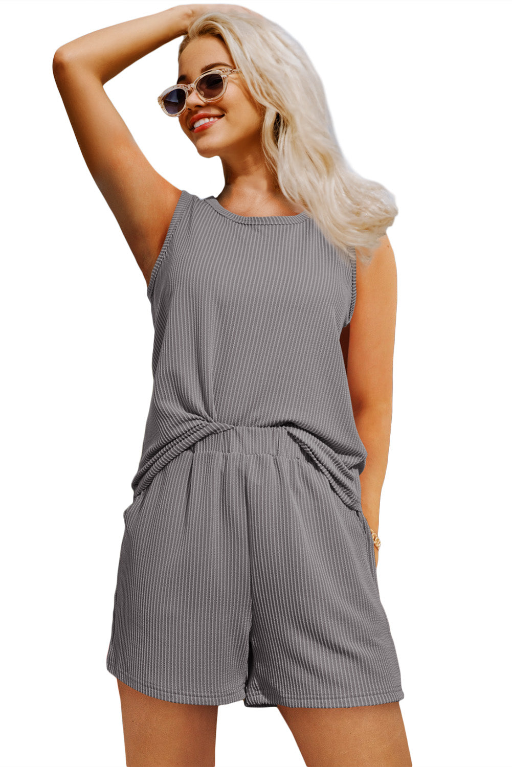 Corded Sleeveless Top & Shorts Set