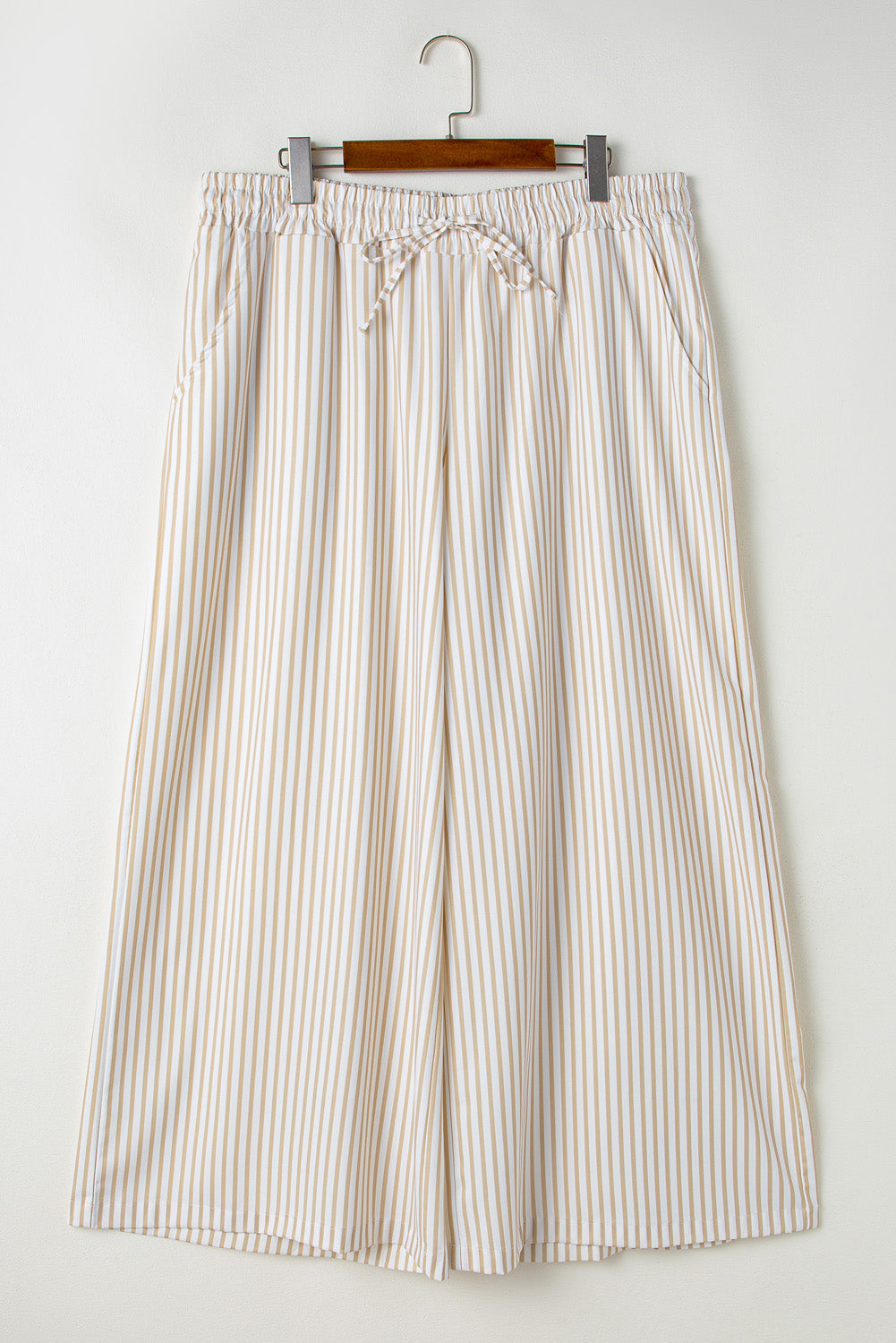 Plus Size Khaki Stripe High Waist Pants