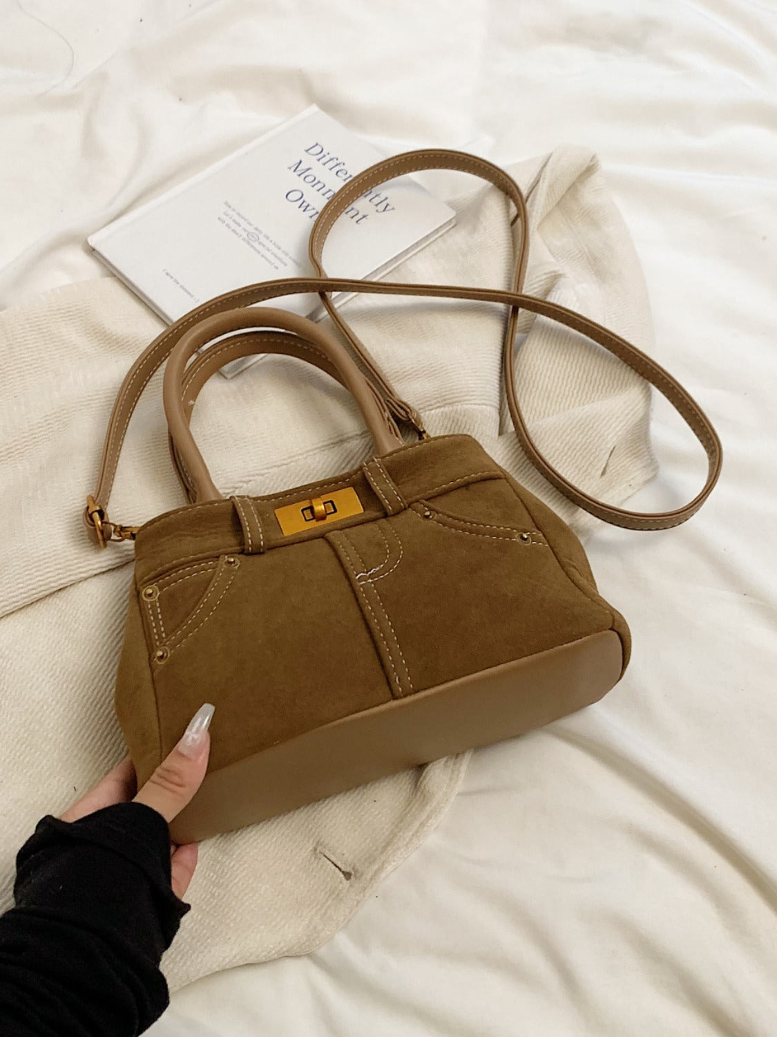 Suede Double-Use Handbag