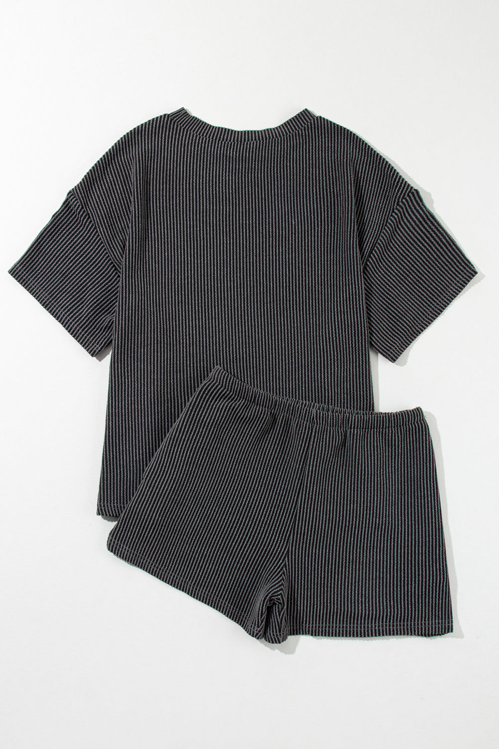 Ribbed Knit Loose Fit Tee & Shorts Set