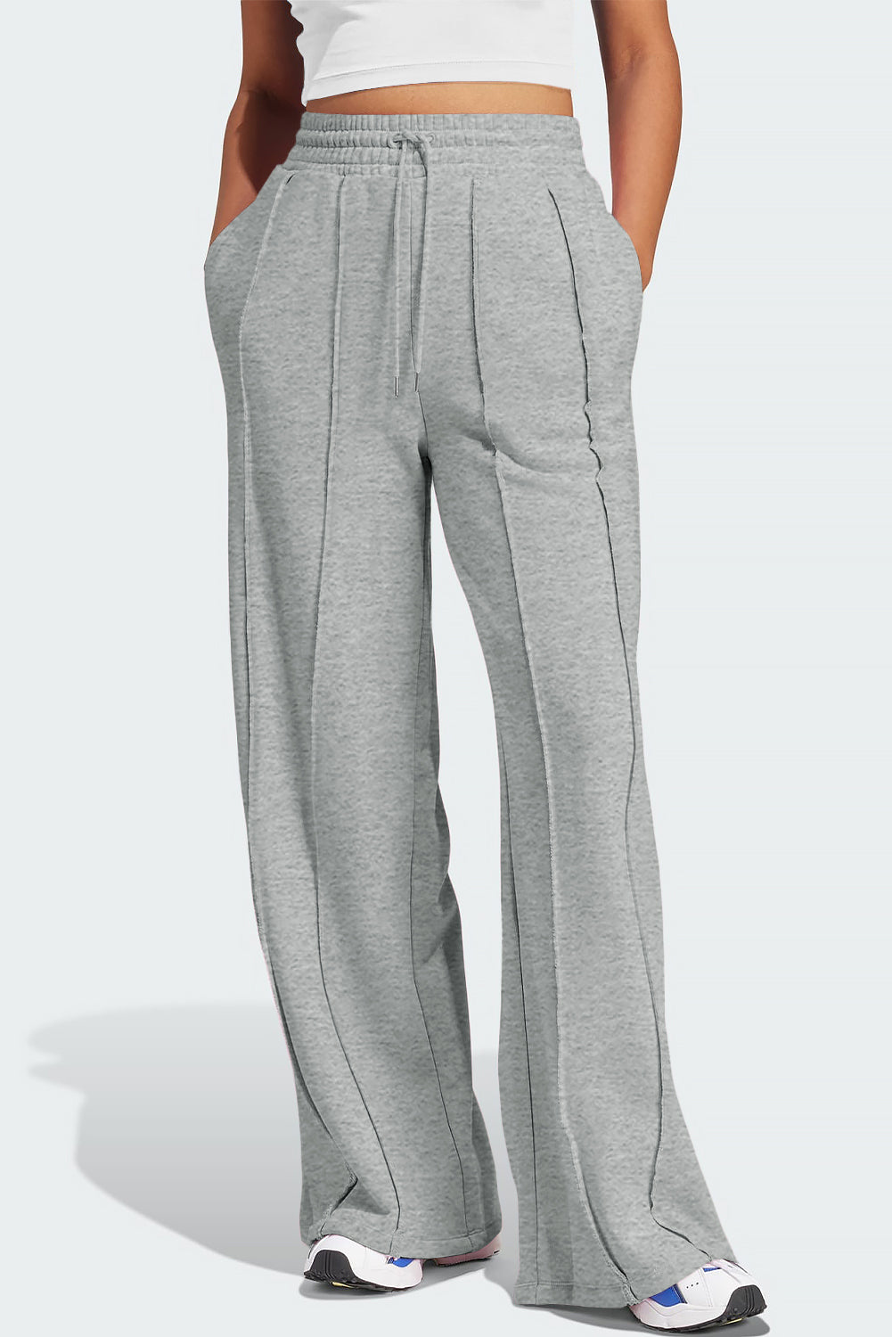 Seamed High Waist Wide Sweatpants