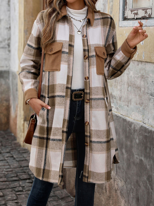 Plaid Button Up Coat