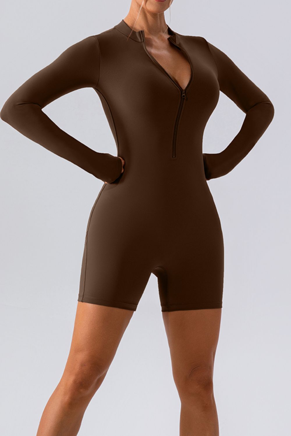 Half-Zip Long Sleeve Active Romper