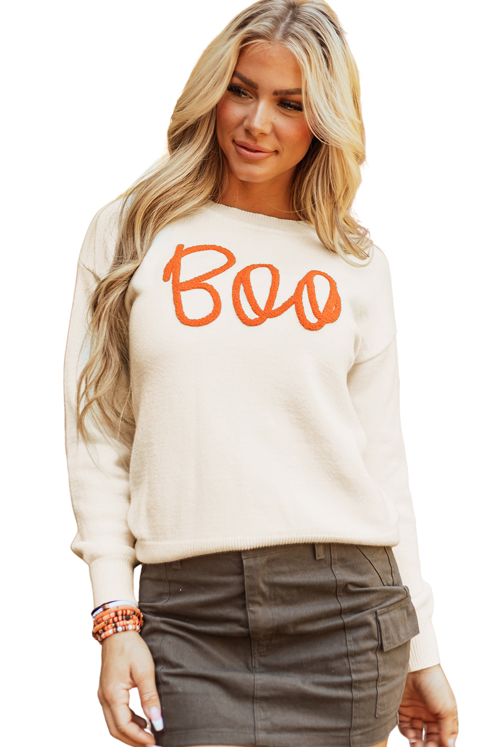 Apricot Boo Knitted Drop Shoulder Sweater