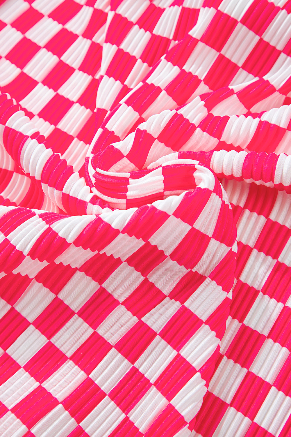 Pink Checkered Shirt & High Waist Pants Pajama Set