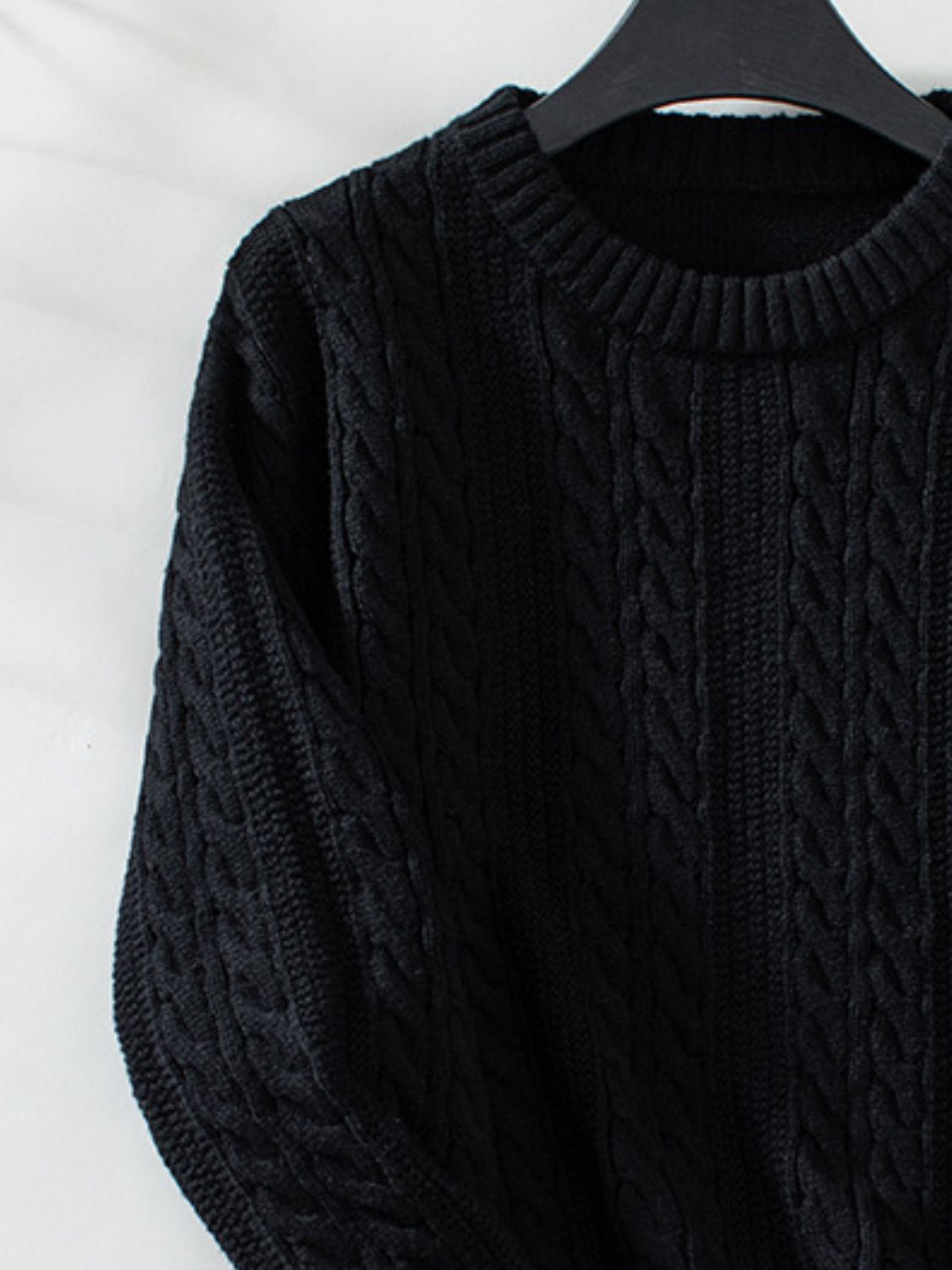 Plain Cable-Knit Sweater