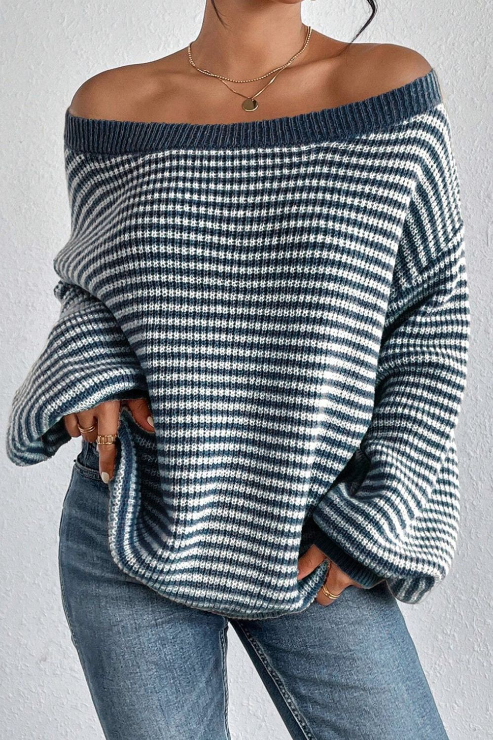 Striped Boat Neck Sweater