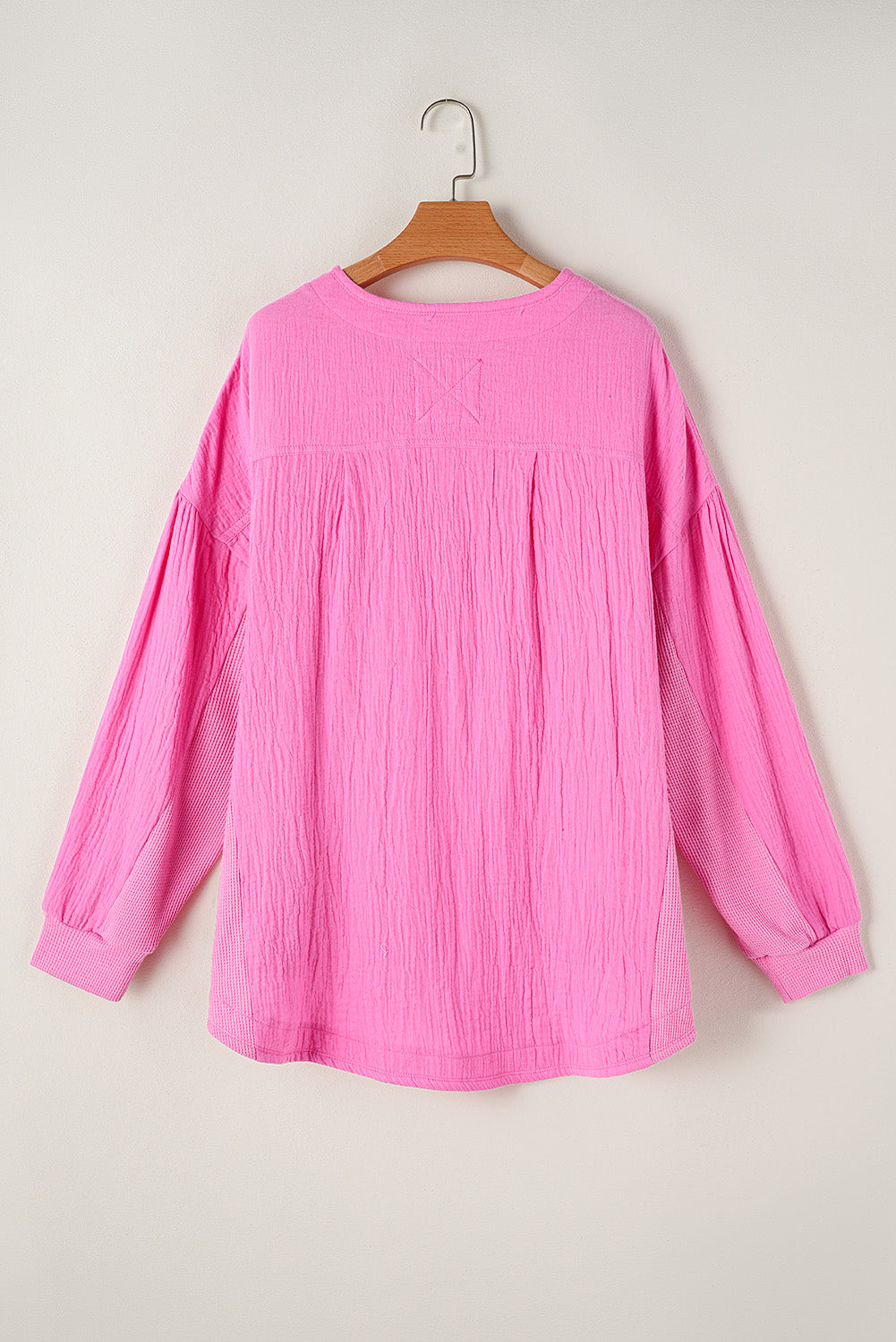 Plus Size Half Button Drop Sleeve Top