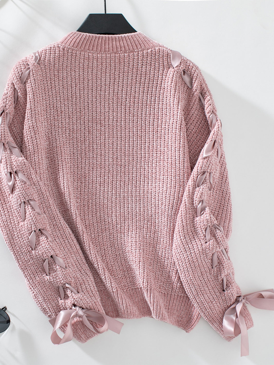 Lace-Up Round Neck Sweater