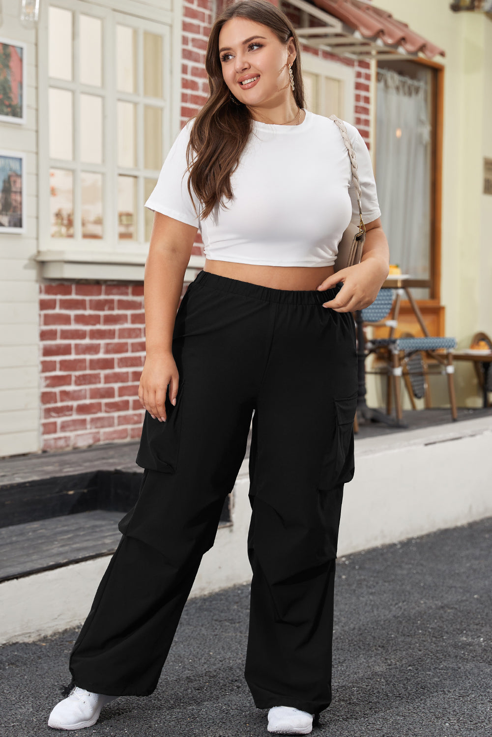 Plus Size Elastic Waist Cargo Pants