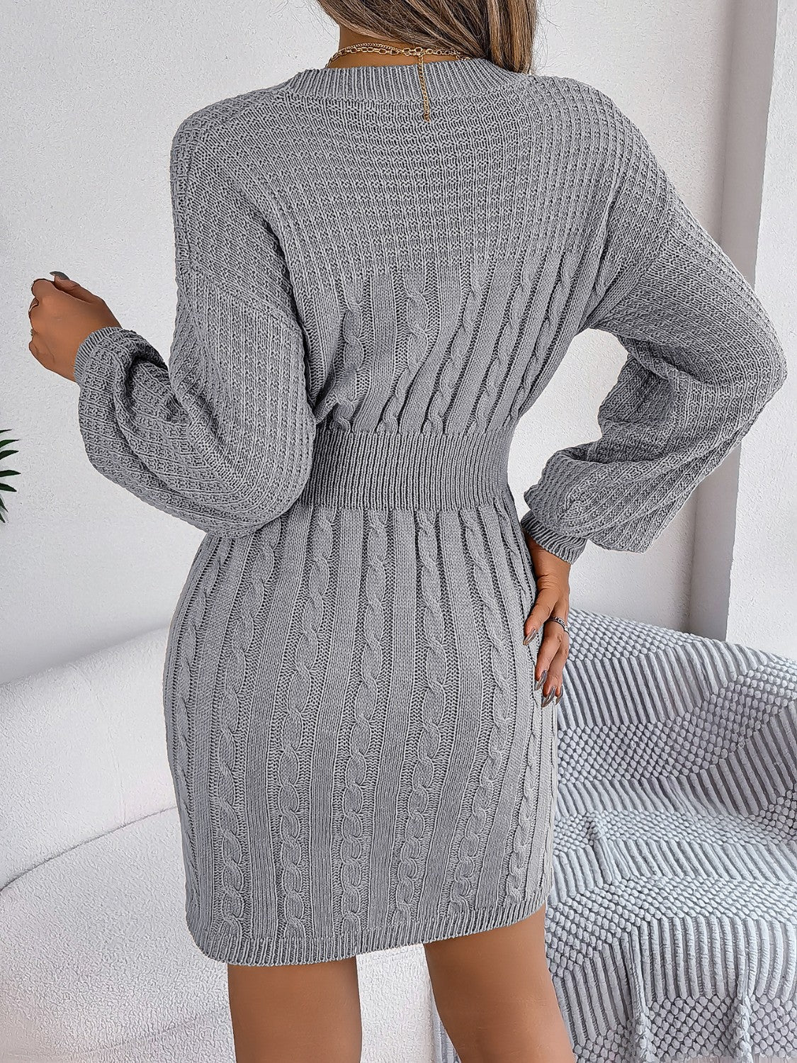 Cable-Knit Cutout Sweater Dress