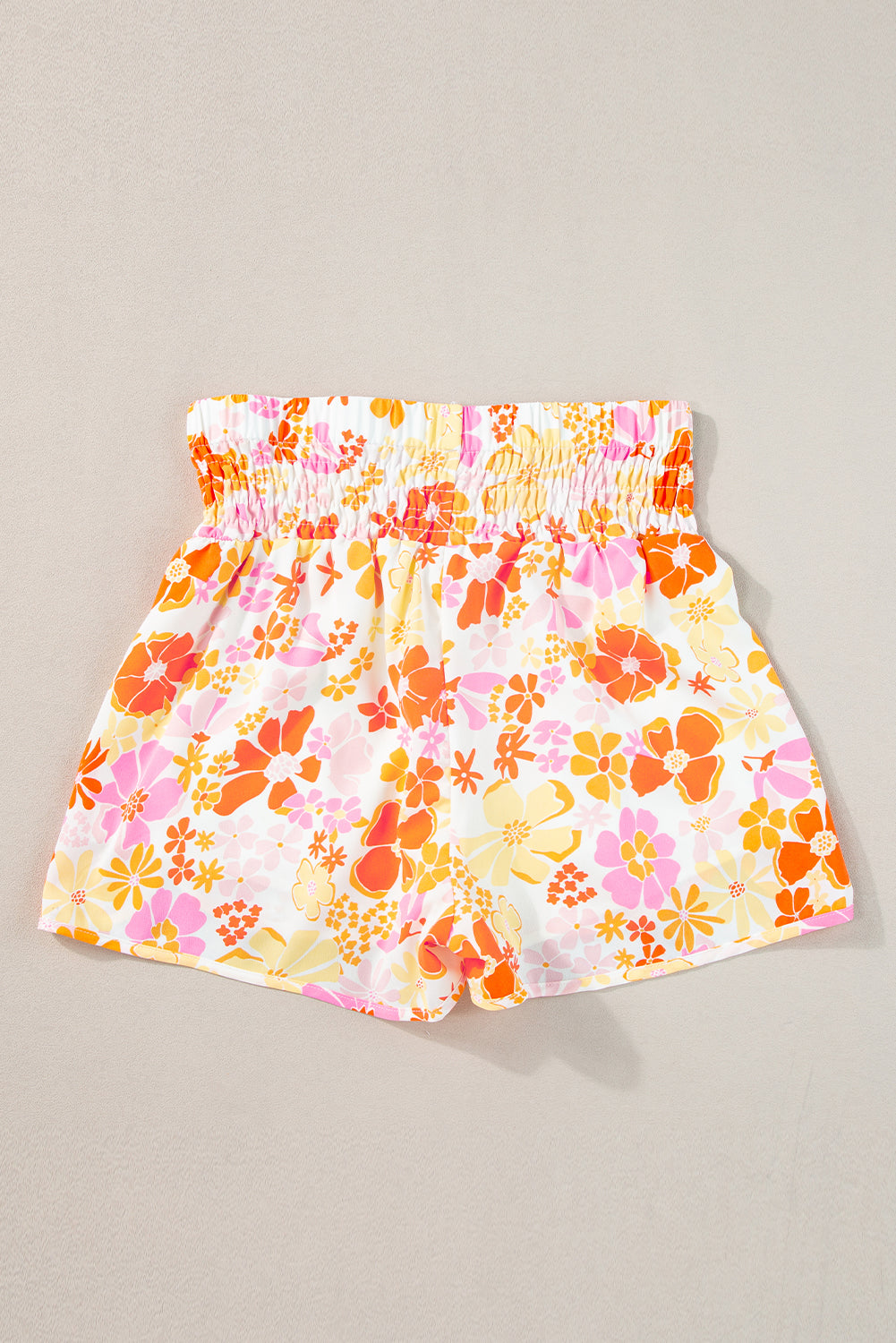 Boho Floral Shirred High Waist Shorts