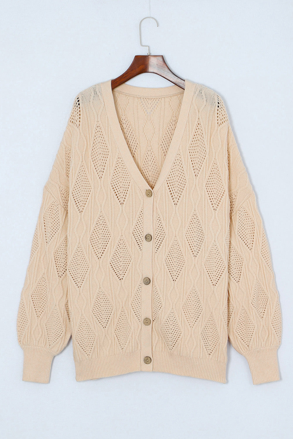 Plus Size Knitted Button Up Cardigan