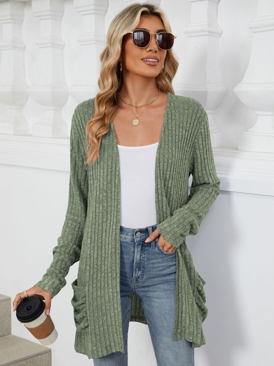 Open Front Long Sleeve Cardigan