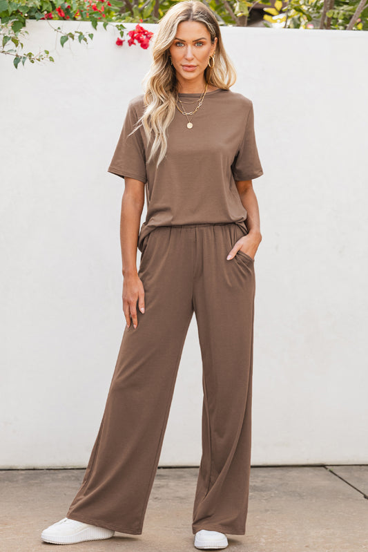 T Shirt & Wide Leg Pants Set