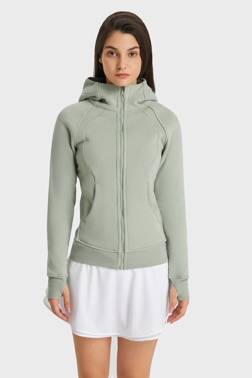 Zip-Up Seam Hooded Active Jacket