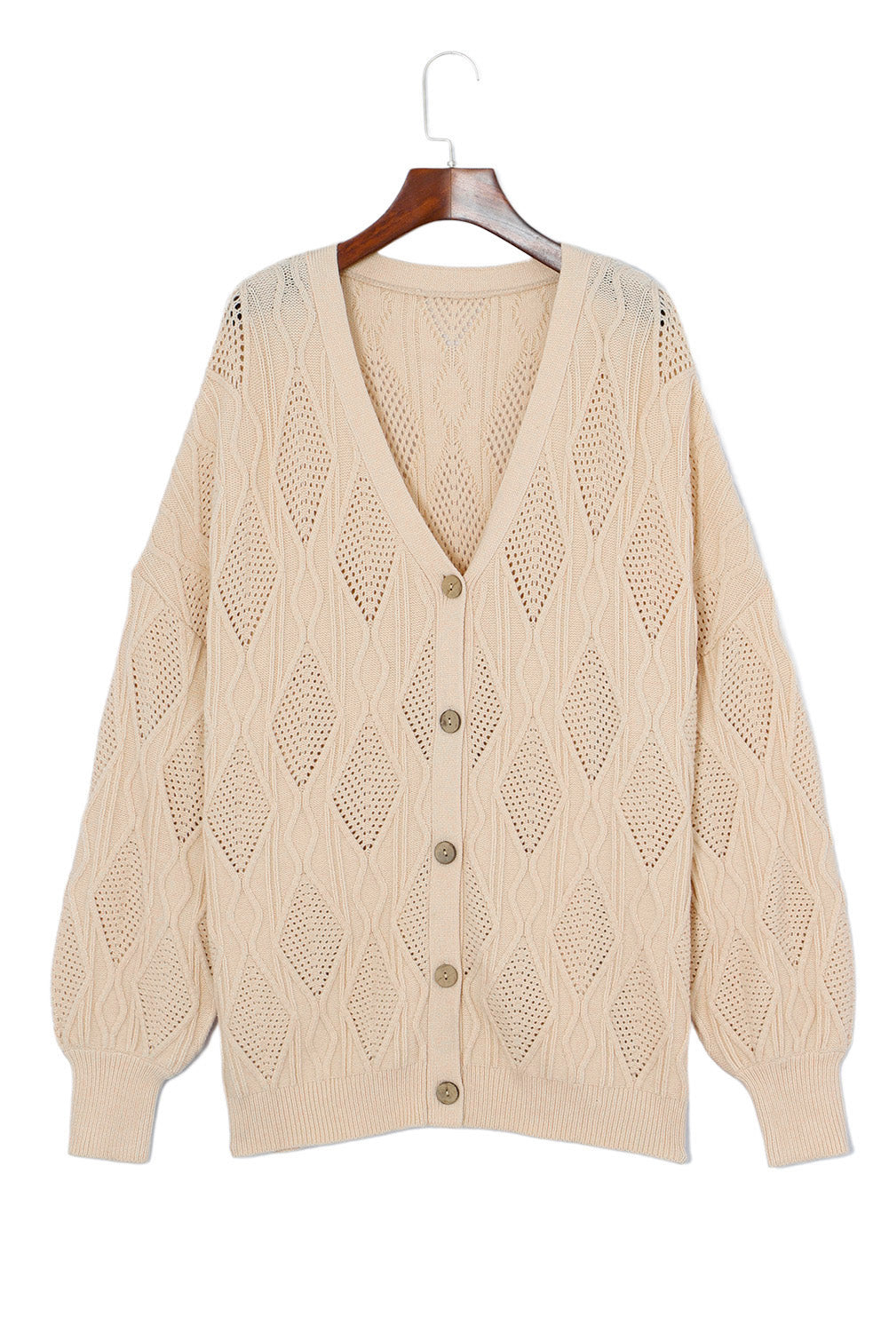 Plus Size Knitted Button Up Cardigan