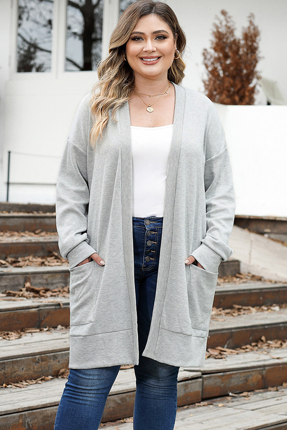 Plus Size Thermal Knit Cardigan