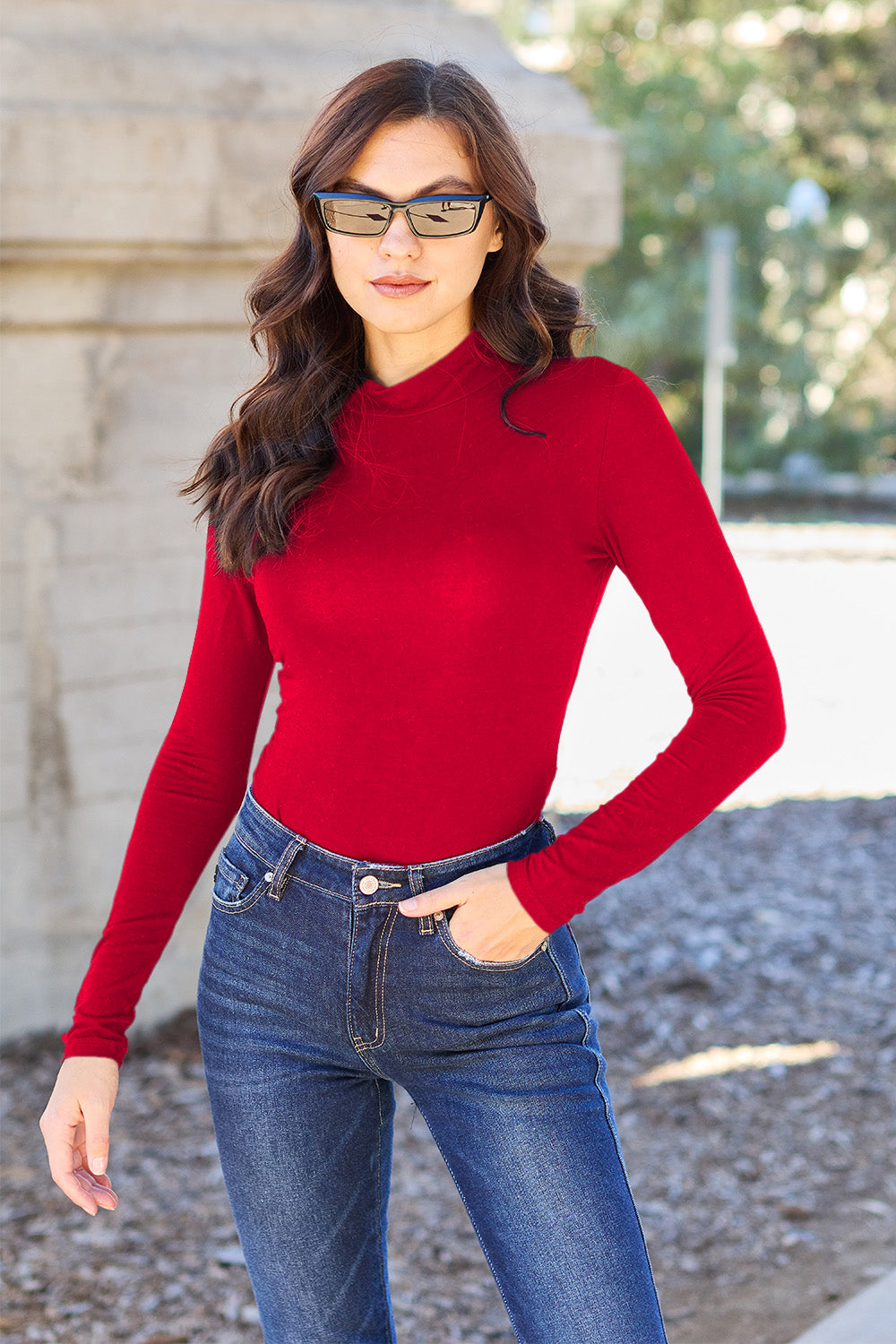 Mock Neck Long Sleeve Bodysuit