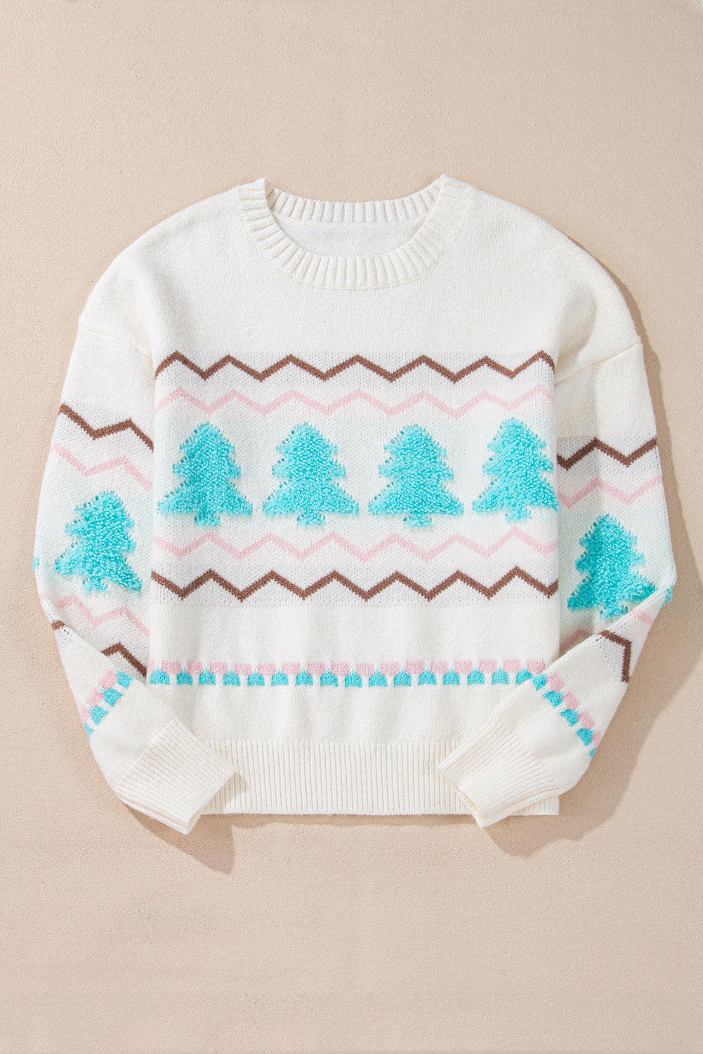 Christmas Tree Ribbed Hem Sweater