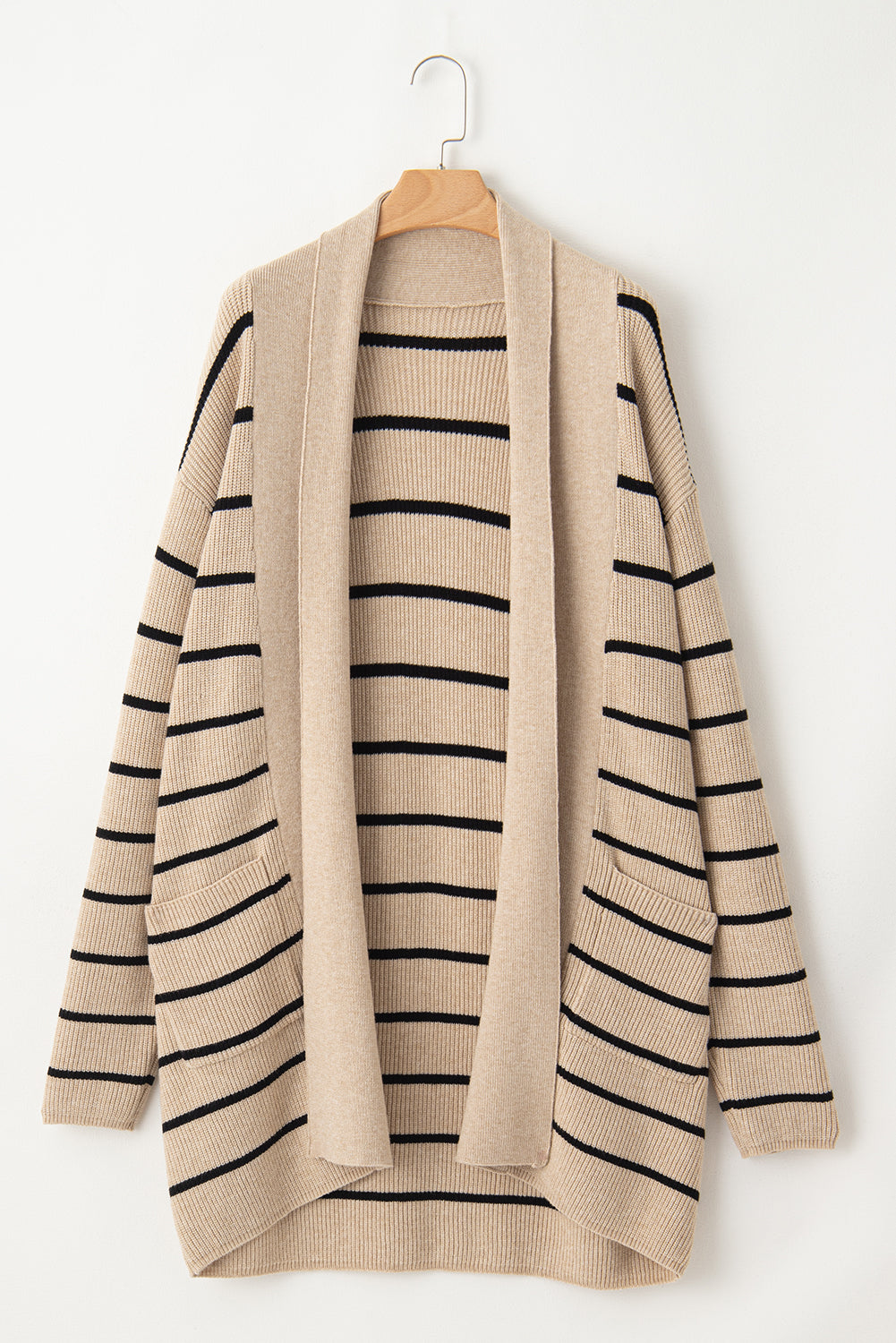 Stripe Shawl Cardigan with Pockets