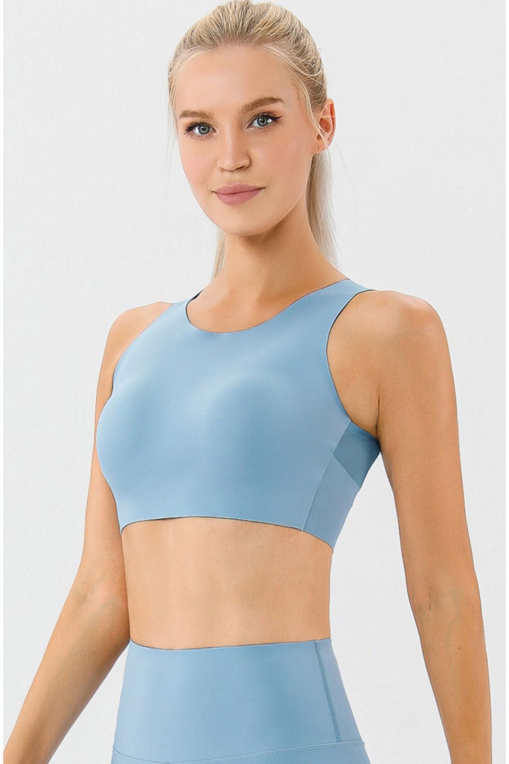 Round Neck Wide Strap Sports Bra