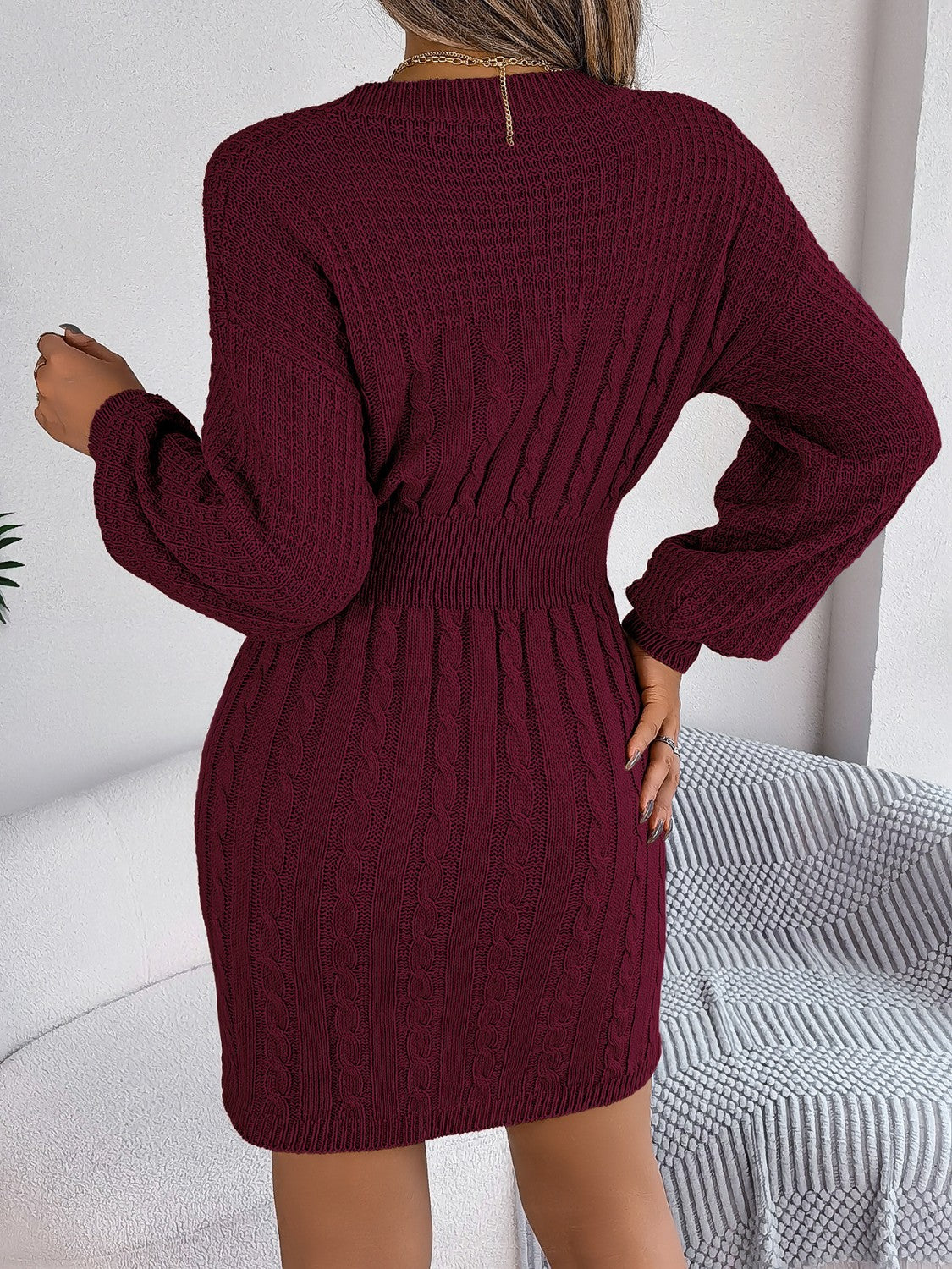 Cable-Knit Cutout Sweater Dress