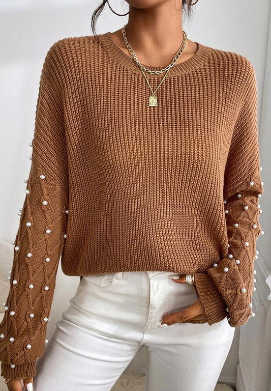 Pearl Sleeve-Detail Sweater